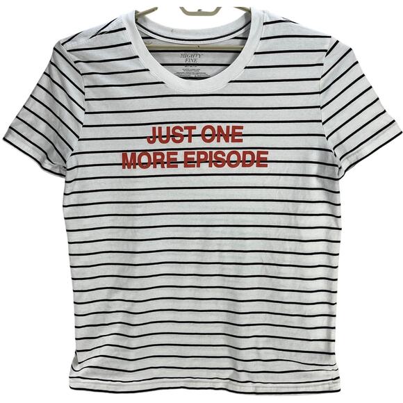 Mighty Fine Top Women Plus 3X Black White Striped Just One More Episode STAINS - Picture 1 of 6